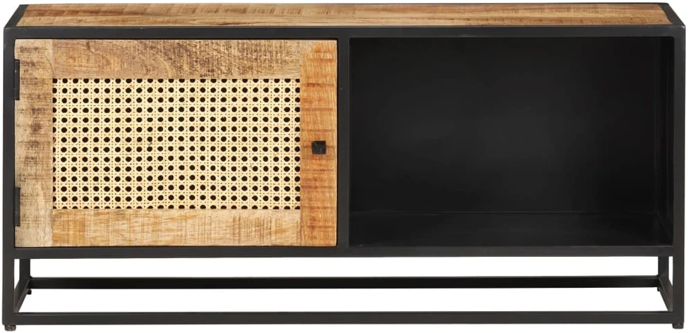 TV staliukas Televizoriaus spintelė, 90x30x40cm, mango mediena ir nendrės