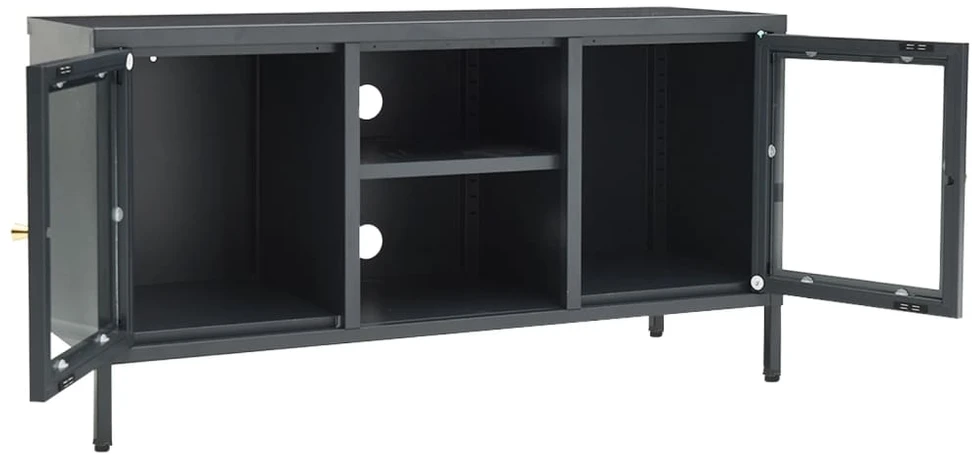 TV staliukas Televizoriaus spintelė, antracito, 105x35x52cm, plienas/stiklas