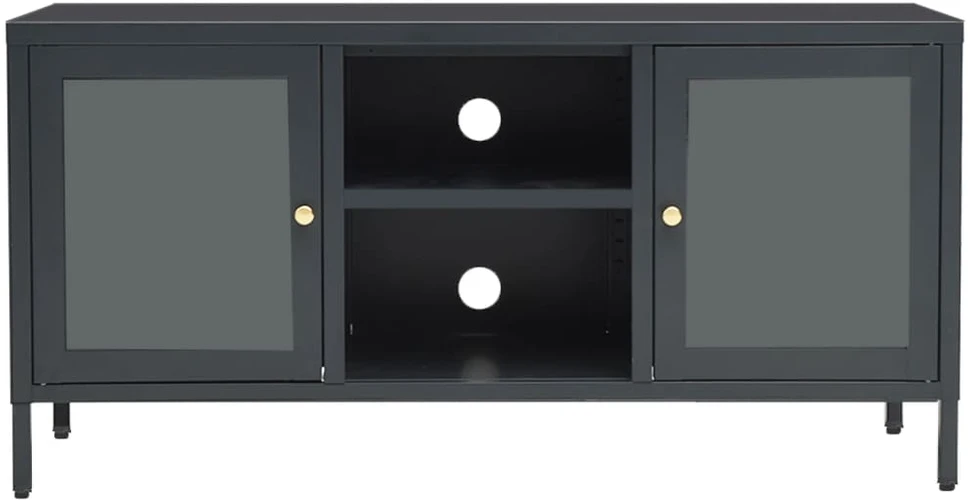 TV staliukas Televizoriaus spintelė, antracito, 105x35x52cm, plienas/stiklas