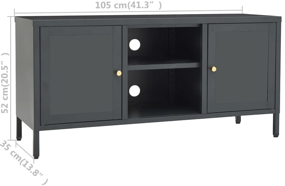 TV staliukas Televizoriaus spintelė, antracito, 105x35x52cm, plienas/stiklas