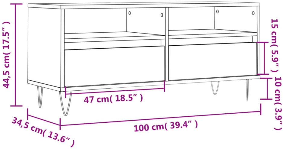 TV staliukas Televizoriaus spintelė, balta, 100x34,5x44,5cm, mediena