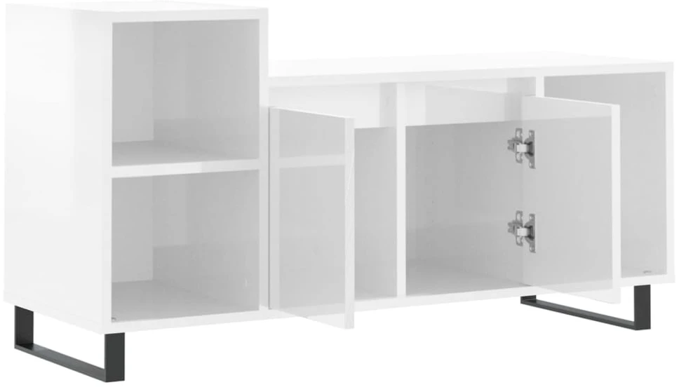 TV staliukas Televizoriaus spintelė, balta, 100x35x55cm, mediena, blizgi
