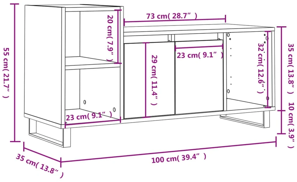 TV staliukas Televizoriaus spintelė, balta, 100x35x55cm, mediena, blizgi