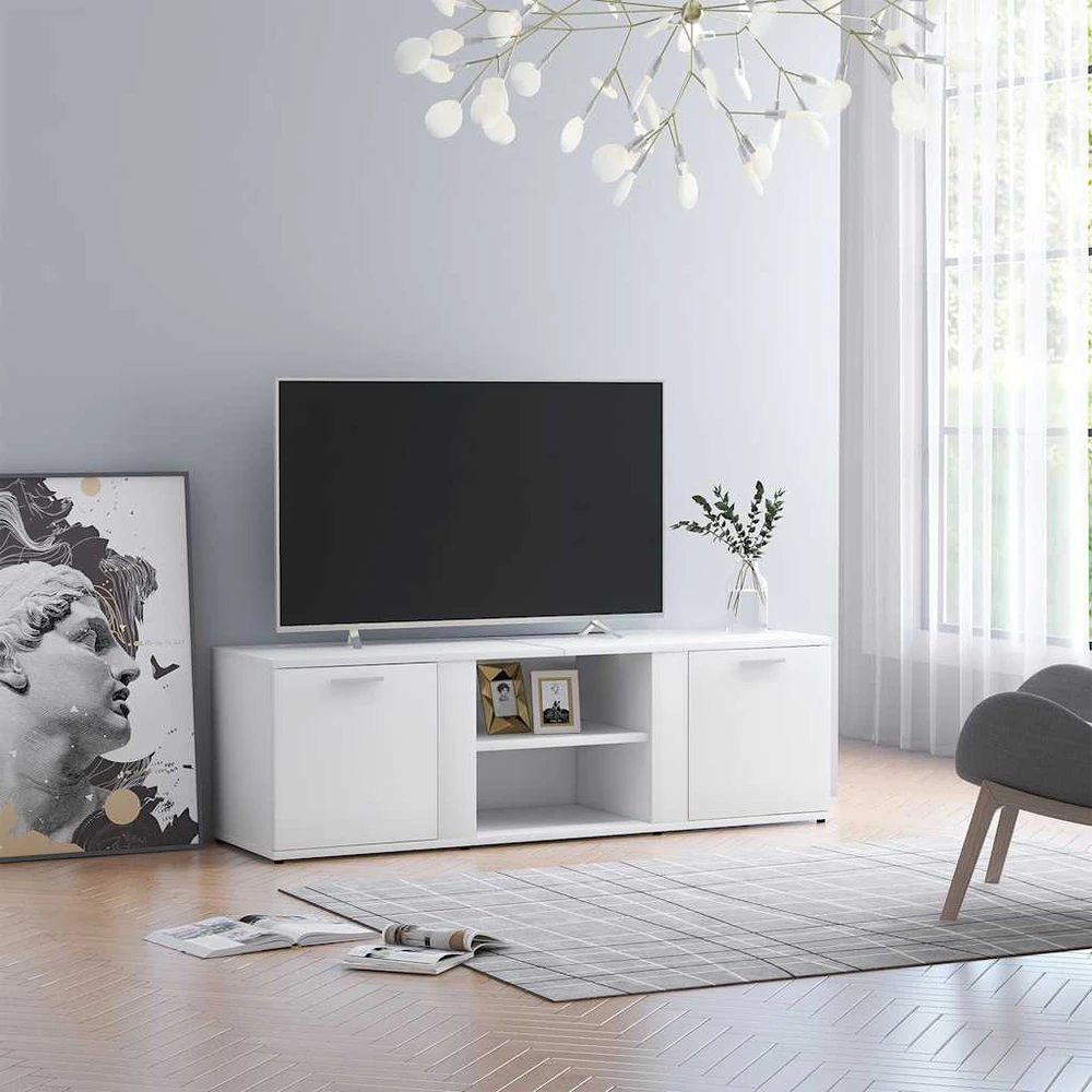TV staliukas Televizoriaus spintelė, balta, 120x34x37cm, apdirbta mediena