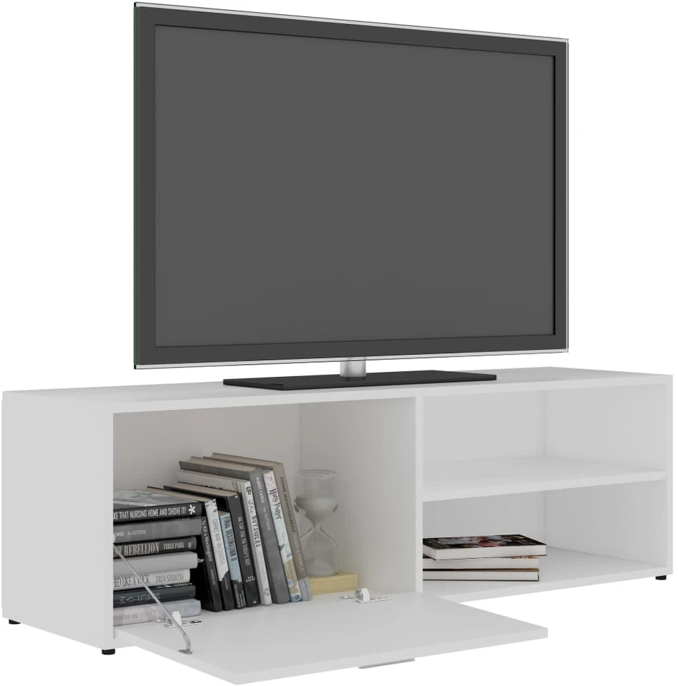 TV staliukas Televizoriaus spintelė, balta, 120x34x37cm, apdirbta mediena