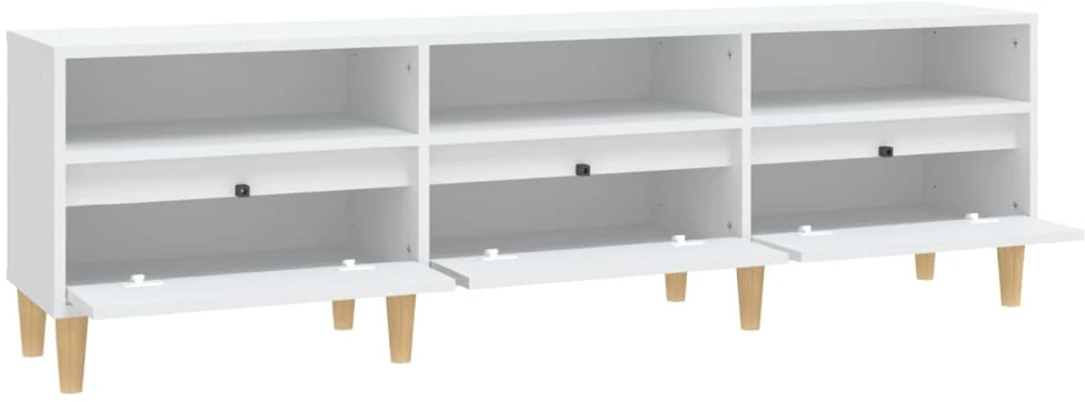 TV staliukas Televizoriaus spintelė, balta, 150x30x44,5cm, apdirbta mediena