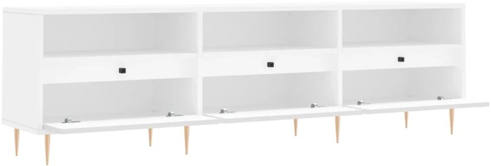 TV staliukas Televizoriaus spintelė, balta, 150x30x44,5cm, apdirbta mediena