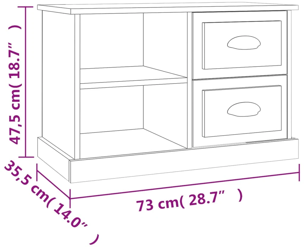 TV staliukas Televizoriaus spintelė, balta, 73x35,5x47,5cm, apdirbta mediena