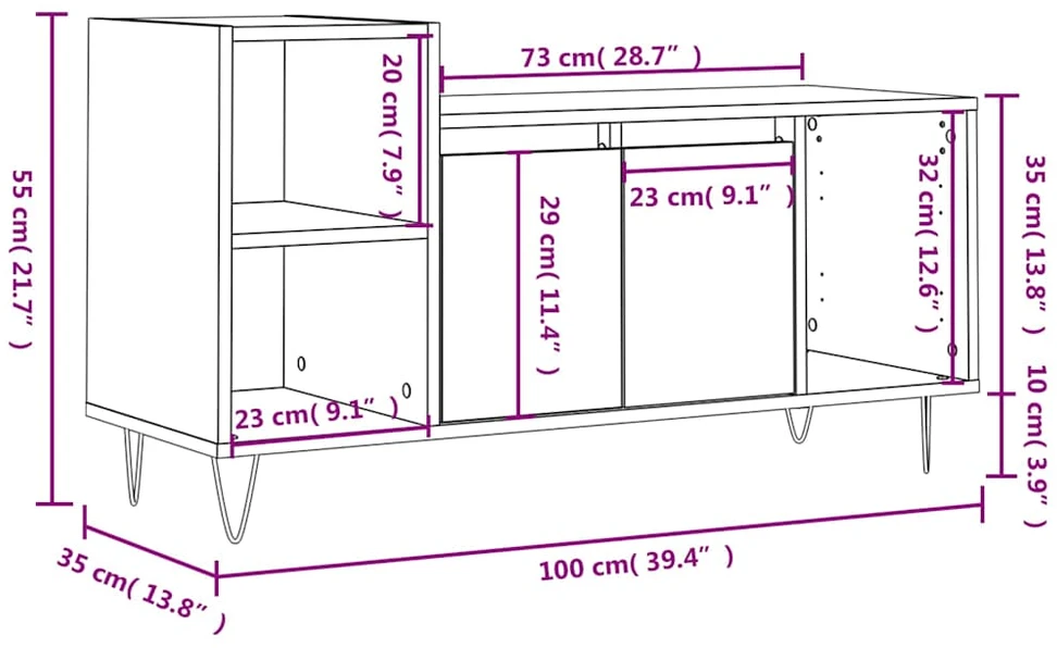 TV staliukas Televizoriaus spintelė, baltos spalvos, 100x35x55cm, mediena
