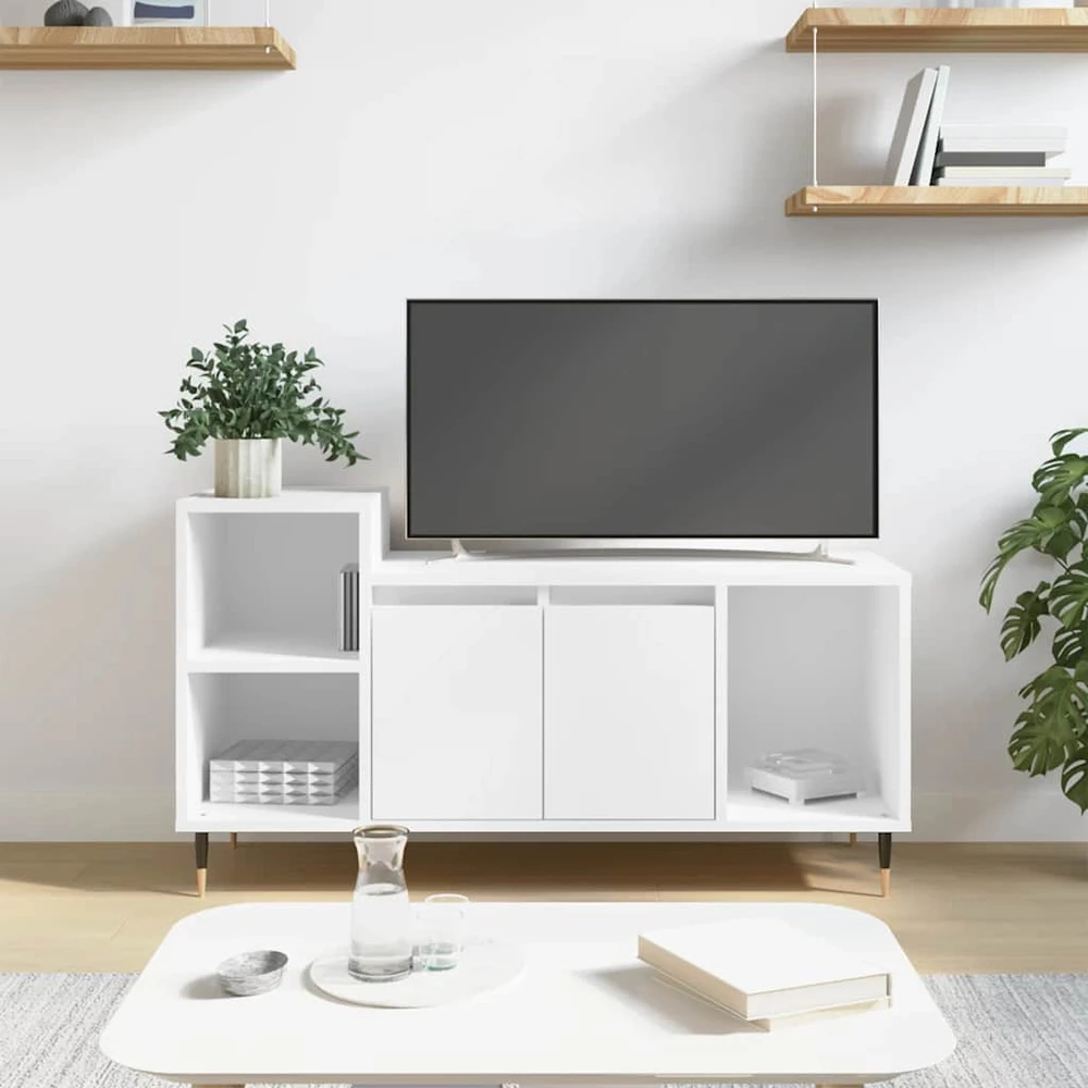 TV staliukas Televizoriaus spintelė, baltos spalvos, 100x35x55cm, mediena