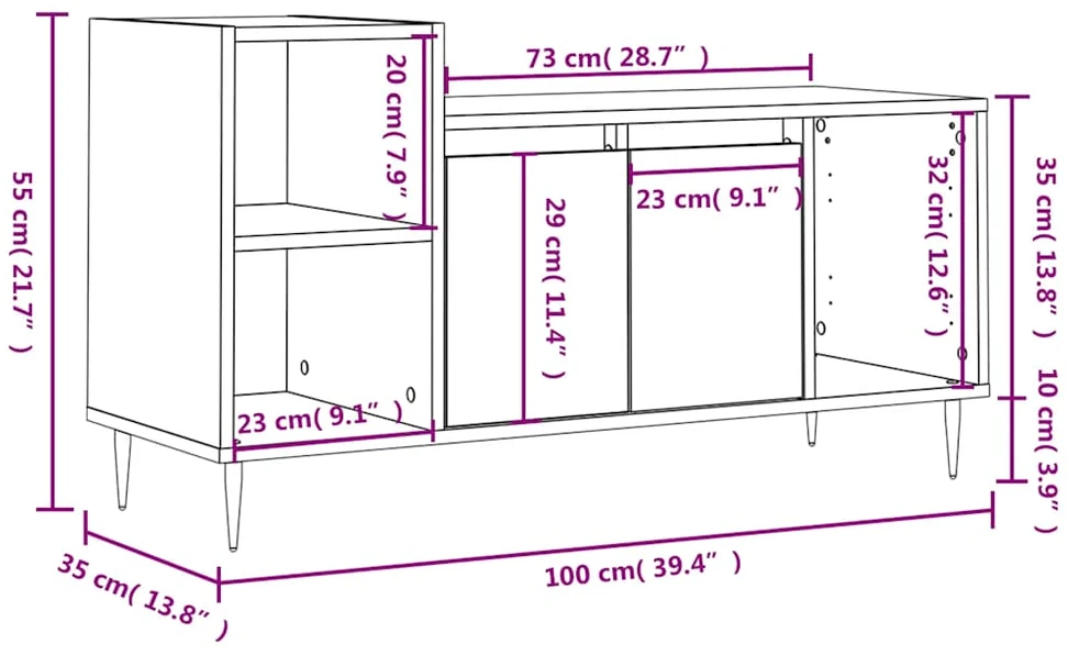 TV staliukas Televizoriaus spintelė, baltos spalvos, 100x35x55cm, mediena