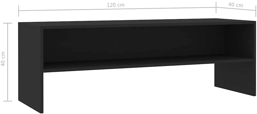 TV staliukas Televizoriaus spintelė, juoda, 120x40x40cm, apdirbta mediena