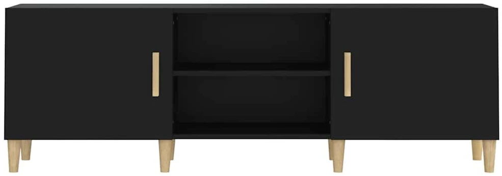 TV staliukas Televizoriaus spintelė, juoda, 150x30x50cm, apdirbta mediena