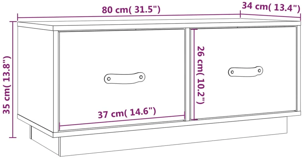 TV staliukas Televizoriaus spintelė, medaus ruda, 80x34x35cm, pušies masyvas