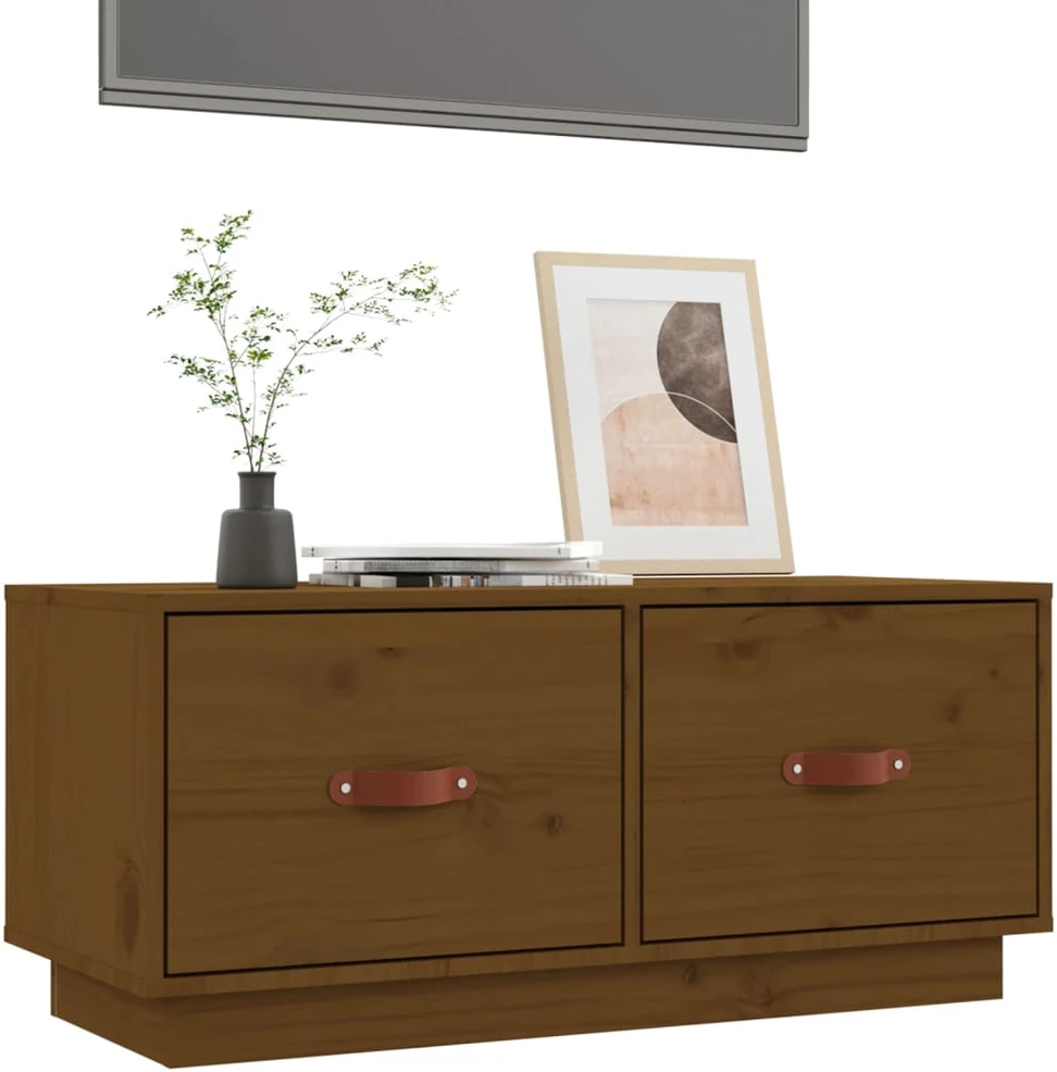 TV staliukas Televizoriaus spintelė, medaus ruda, 80x34x35cm, pušies masyvas