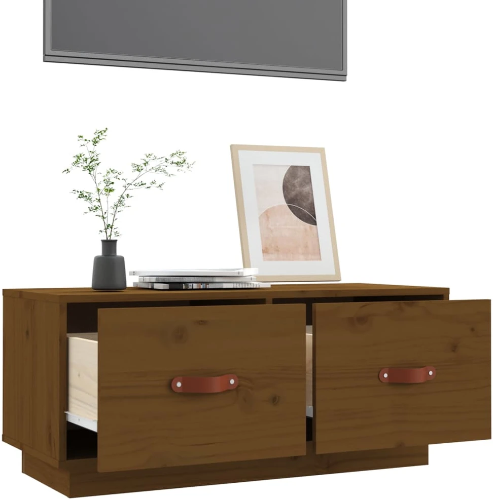 TV staliukas Televizoriaus spintelė, medaus ruda, 80x34x35cm, pušies masyvas