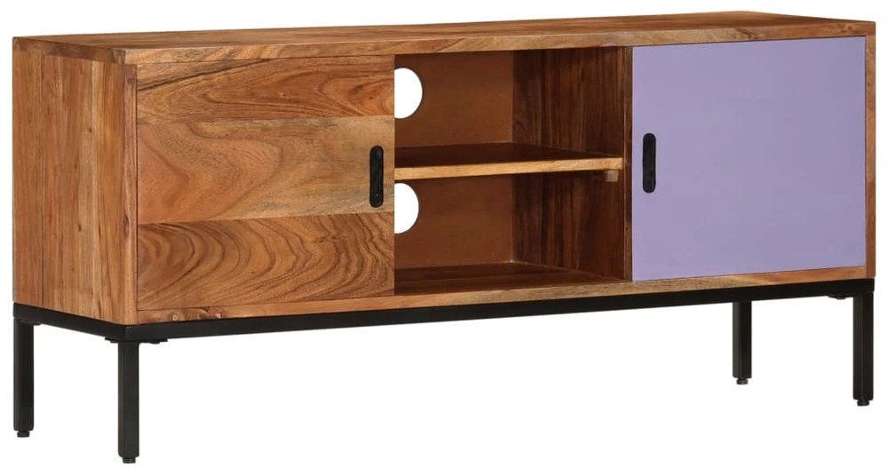 TV staliukas Televizoriaus spintelė, medaus ruda/pilka, 110x30x50cm, akacija