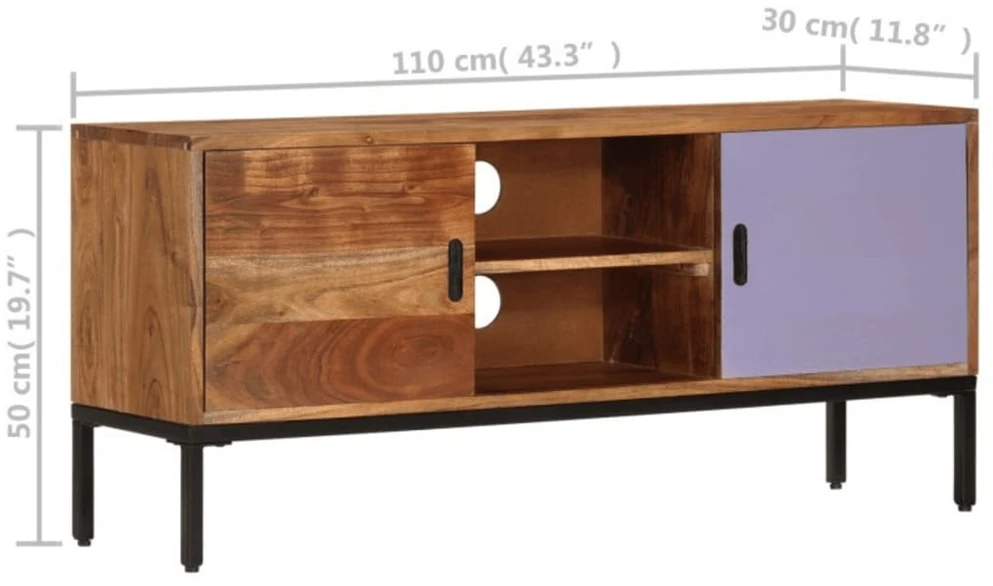 TV staliukas Televizoriaus spintelė, medaus ruda/pilka, 110x30x50cm, akacija