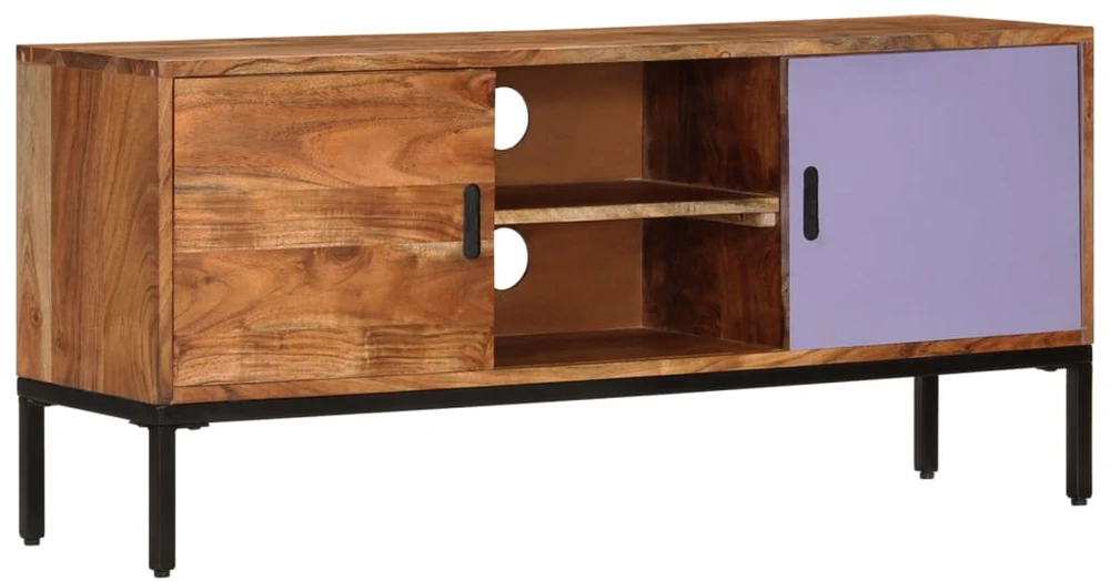 TV staliukas Televizoriaus spintelė, medaus ruda/pilka, 110x30x50cm, akacija
