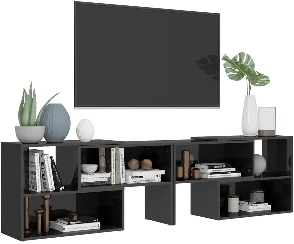 TV staliukas Televizoriaus spintelė, pilka, 149x30x52cm, apdirbta mediena