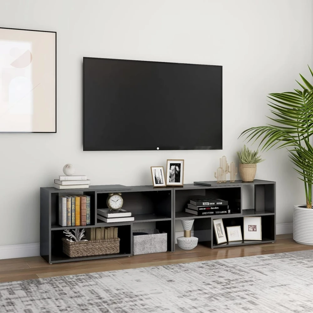 TV staliukas Televizoriaus spintelė, pilka, 149x30x52cm, apdirbta mediena
