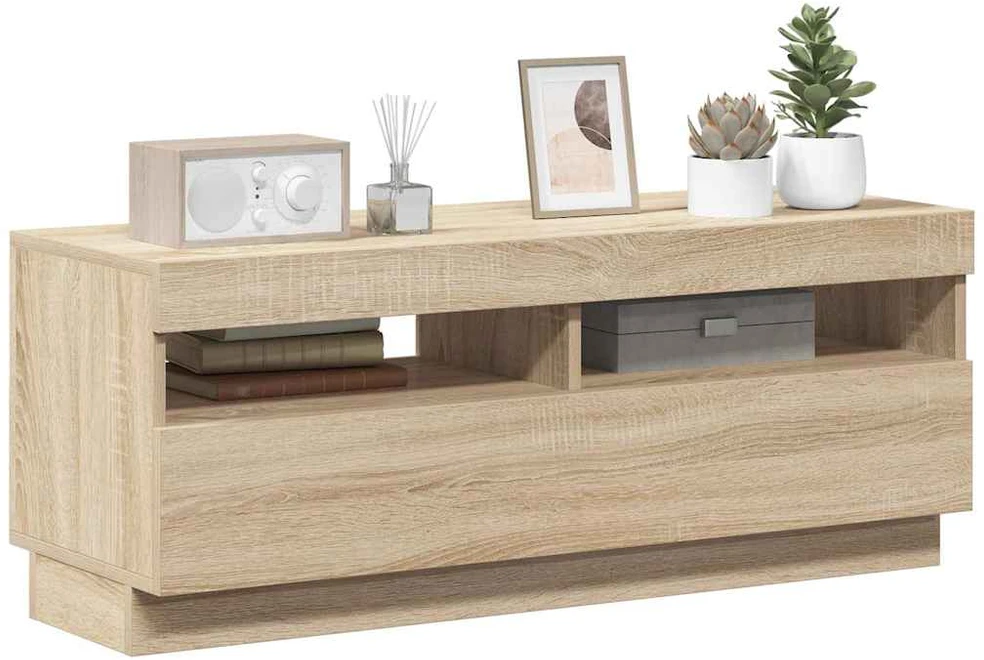 TV staliukas Televizoriaus spintelė su LED apšvietimu, ąžuolo, 100x35x40cm