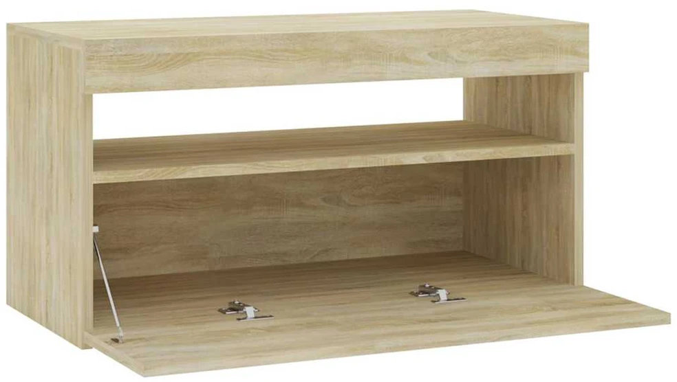 TV staliukas Televizoriaus spintelė su LED apšvietimu, ąžuolo, 75x35x40cm