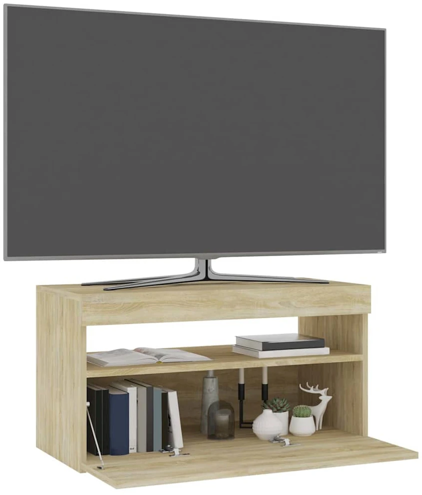 TV staliukas Televizoriaus spintelė su LED apšvietimu, ąžuolo, 75x35x40cm