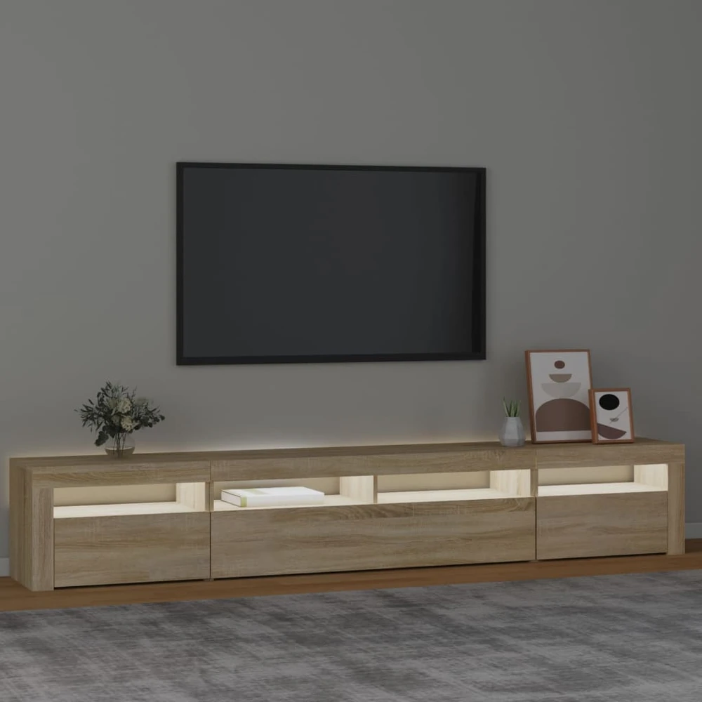 TV staliukas Televizoriaus spintelė su LED apšvietimu, ąžuolo, 240x35x40cm