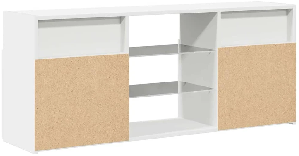 TV staliukas Televizoriaus spintelė su LED apšvietimu, balta, 120x30x50cm