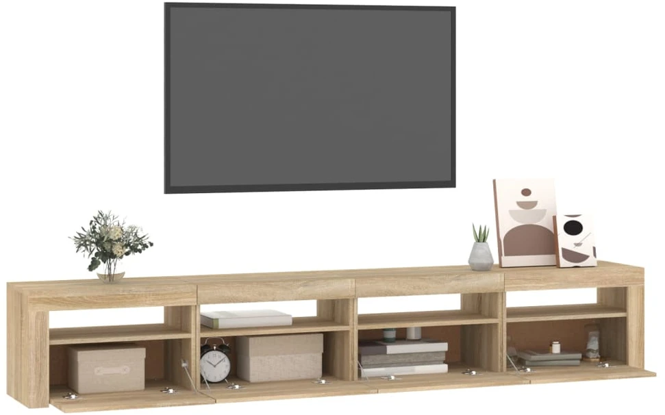 TV staliukas Televizoriaus spintelė su LED apšvietimu, ąžuolo, 240x35x40cm