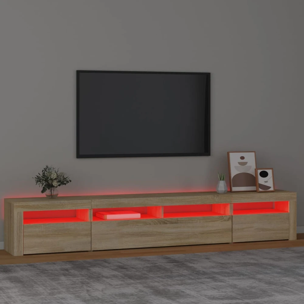 TV staliukas Televizoriaus spintelė su LED apšvietimu, ąžuolo, 240x35x40cm