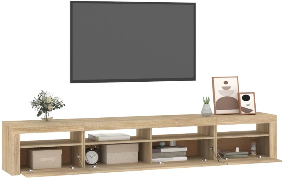 TV staliukas Televizoriaus spintelė su LED apšvietimu, ąžuolo, 240x35x40cm