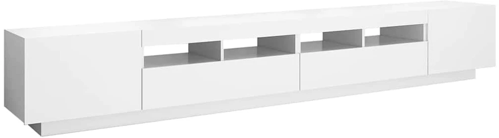 TV staliukas Televizoriaus spintelė su LED apšvietimu, balta, 260x35x40cm