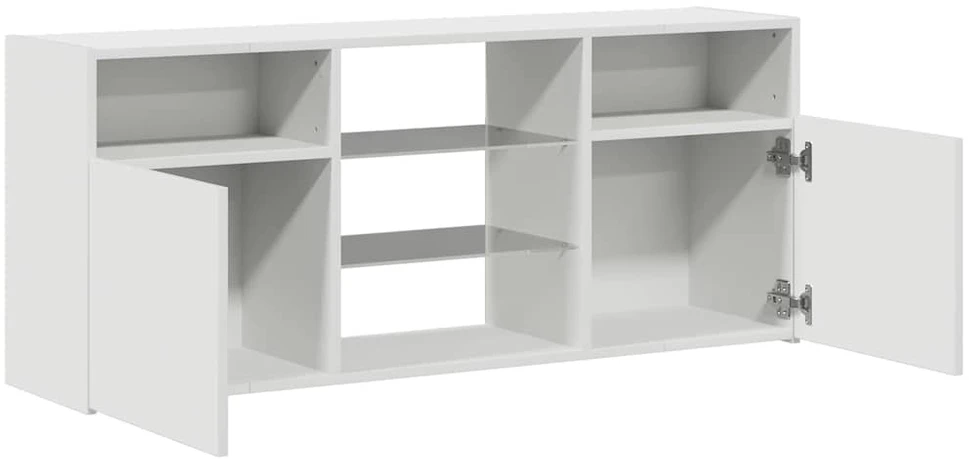 TV staliukas Televizoriaus spintelė su LED apšvietimu, balta, 120x30x50cm