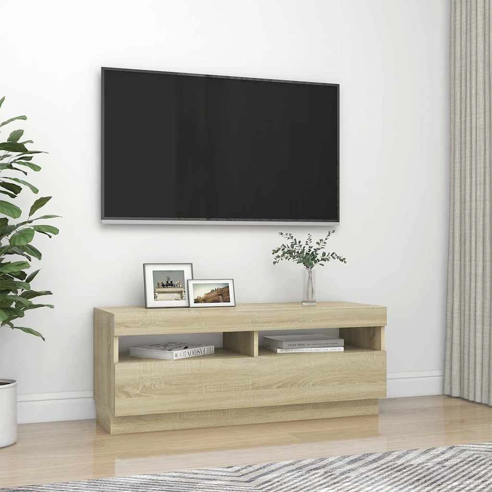 TV staliukas Televizoriaus spintelė su LED apšvietimu, ąžuolo, 100x35x40cm