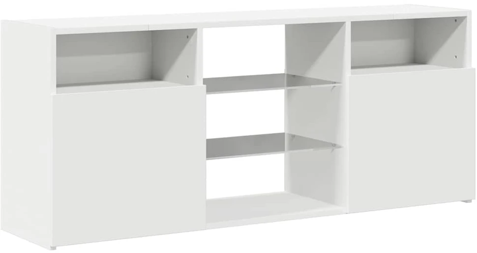 TV staliukas Televizoriaus spintelė su LED apšvietimu, balta, 120x30x50cm