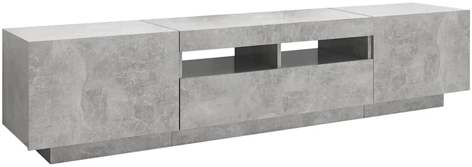 TV staliukas Televizoriaus spintelė su LED, betono pilka, 180x35x40cm