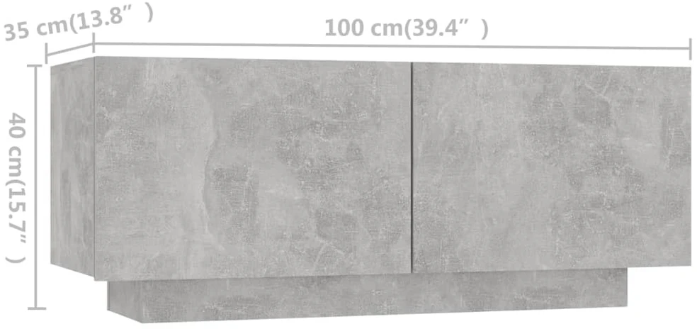 TV staliukas Televizoriaus spintelė su LED, betono pilka, 300x35x40cm