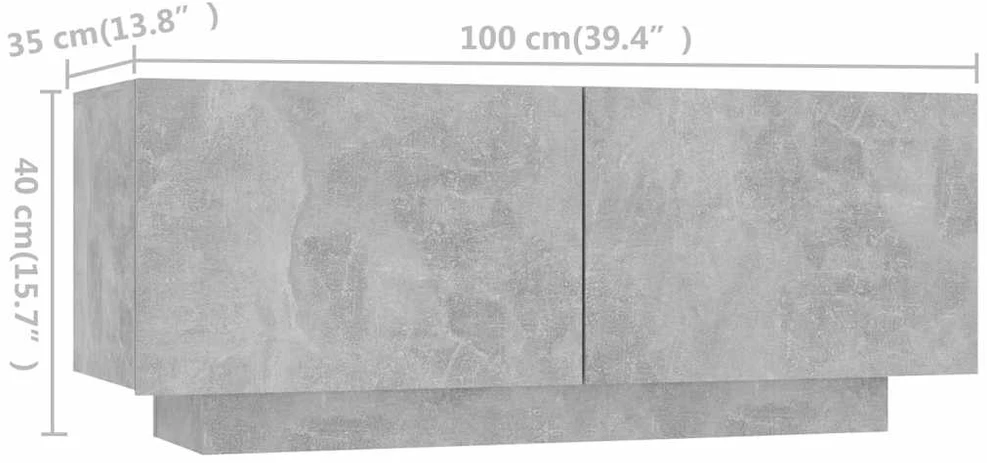 TV staliukas Televizoriaus spintelė su LED, betono pilka, 180x35x40cm