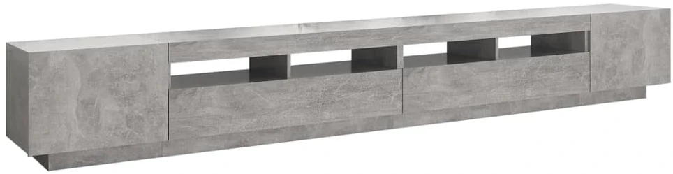 TV staliukas Televizoriaus spintelė su LED, betono pilka, 300x35x40cm