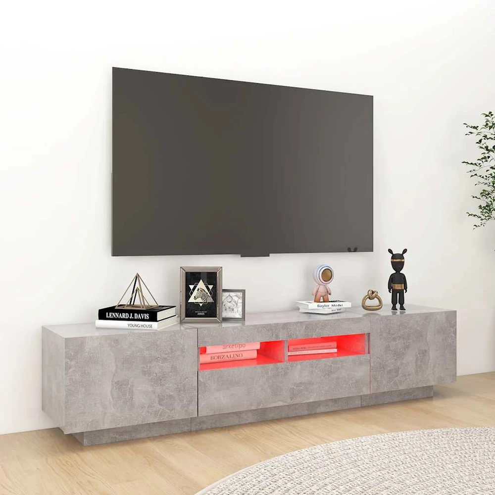 TV staliukas Televizoriaus spintelė su LED, betono pilka, 180x35x40cm