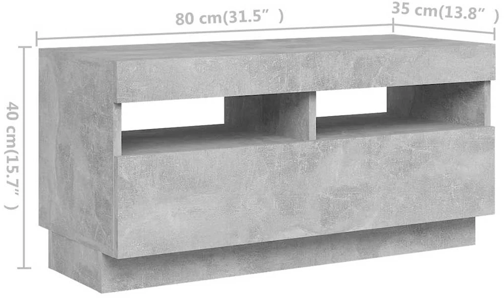 TV staliukas Televizoriaus spintelė su LED, betono pilka, 180x35x40cm