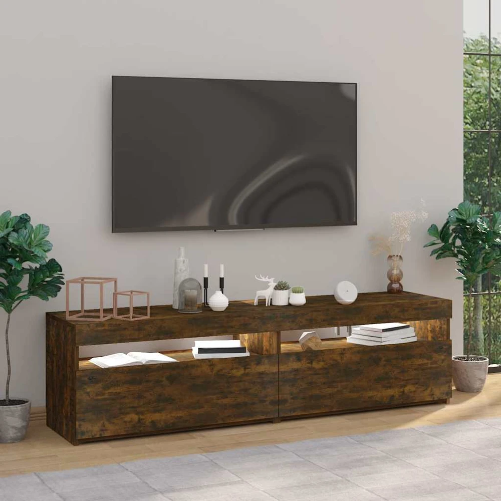TV staliukas Televizoriaus spintelės su LED, 2vnt., ąžuolo, 75x35x40cm