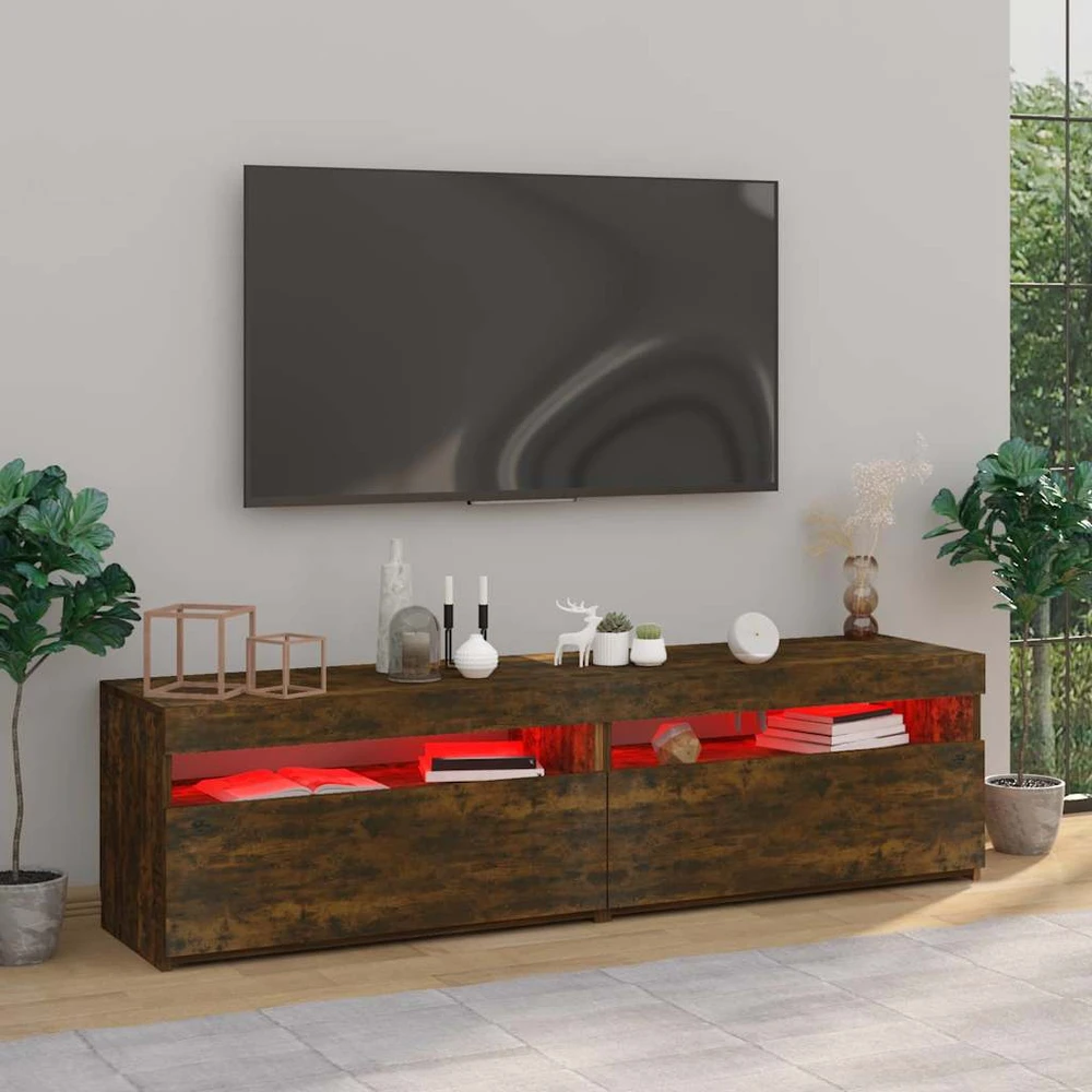 TV staliukas Televizoriaus spintelės su LED, 2vnt., ąžuolo, 75x35x40cm