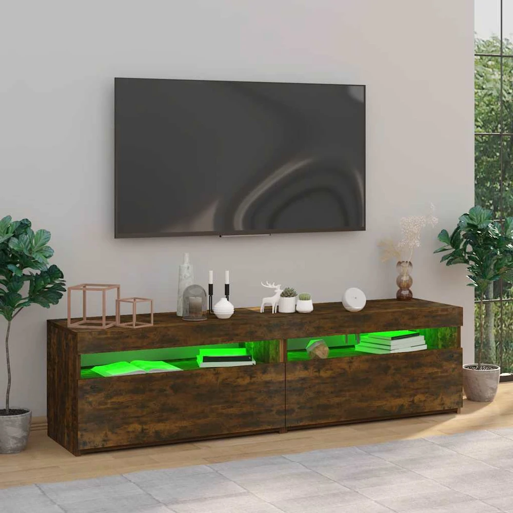 TV staliukas Televizoriaus spintelės su LED, 2vnt., ąžuolo, 75x35x40cm