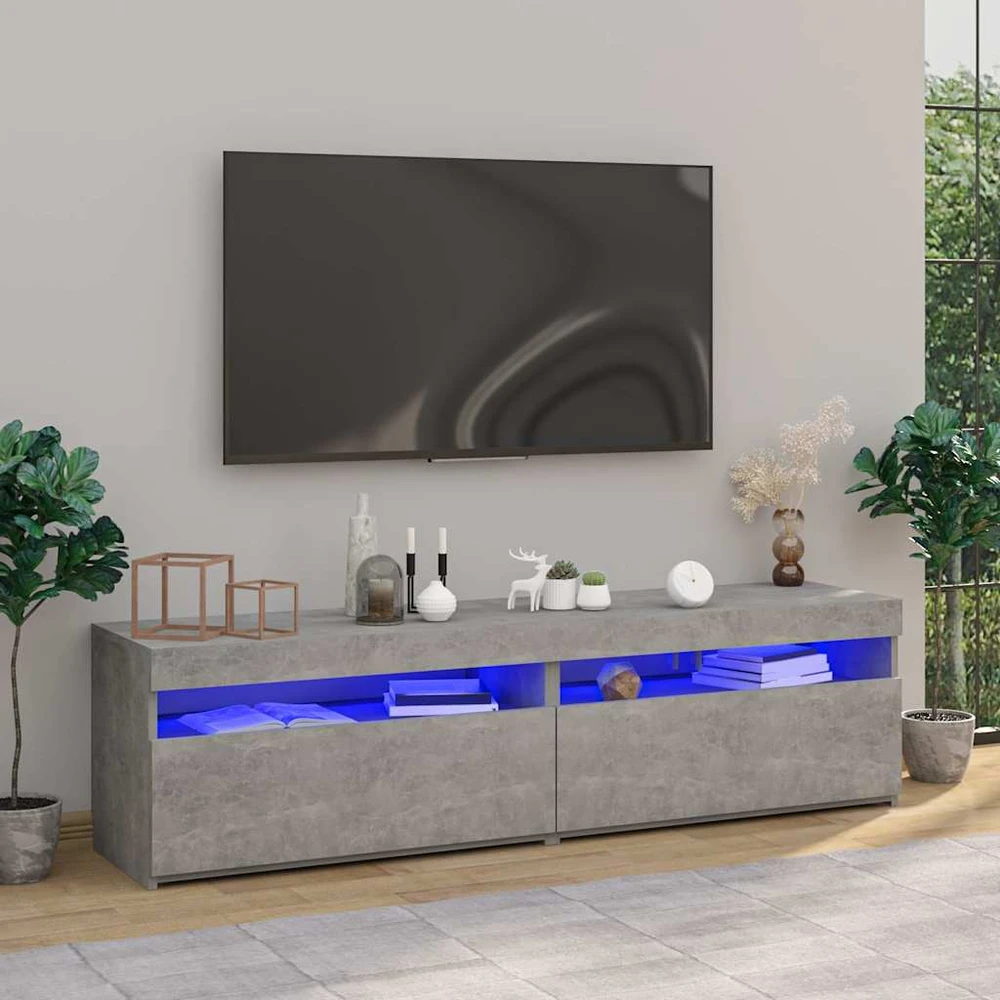 TV staliukas Televizoriaus spintelės su LED, 2vnt., betono, 75x35x40cm