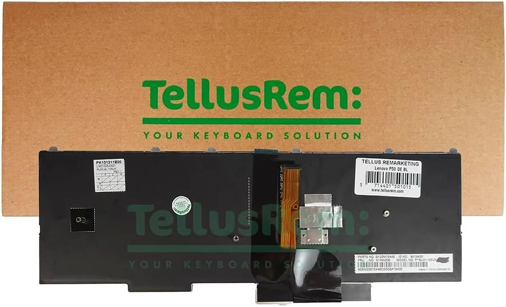 Tellusrem pakaitinė vokiška klaviatūra su apšvietimu, skirta Lenovo Thinkpad P50 P70 P51 P71