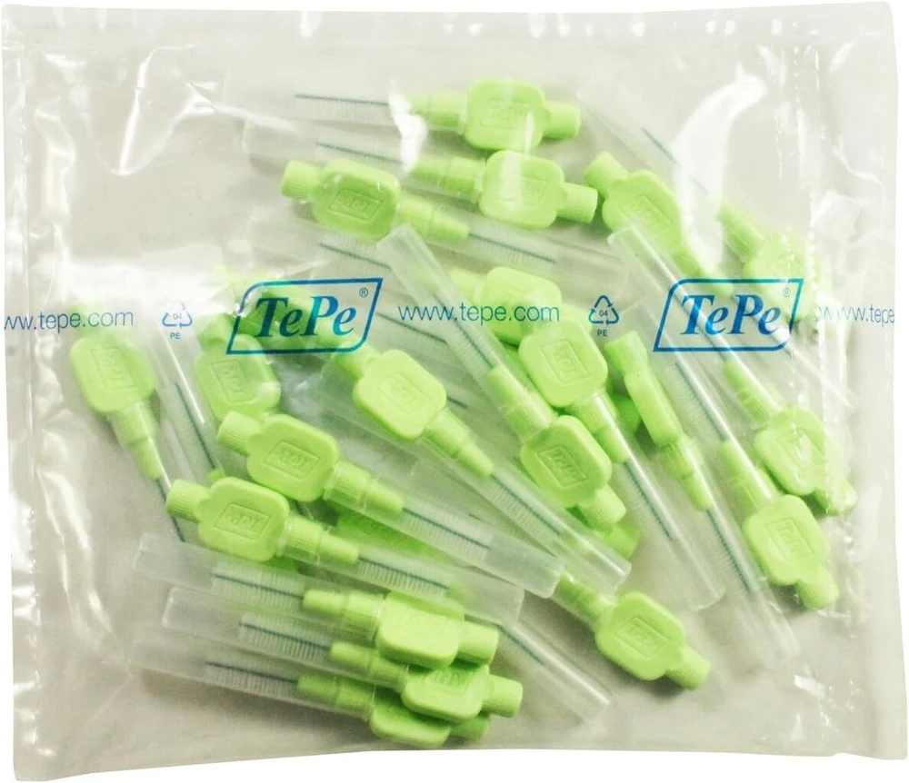 Dantų šepetėlis Tepe X-soft tarpdančių šepetėliai 0.8 mm, 25 vnt., šviesiai žali