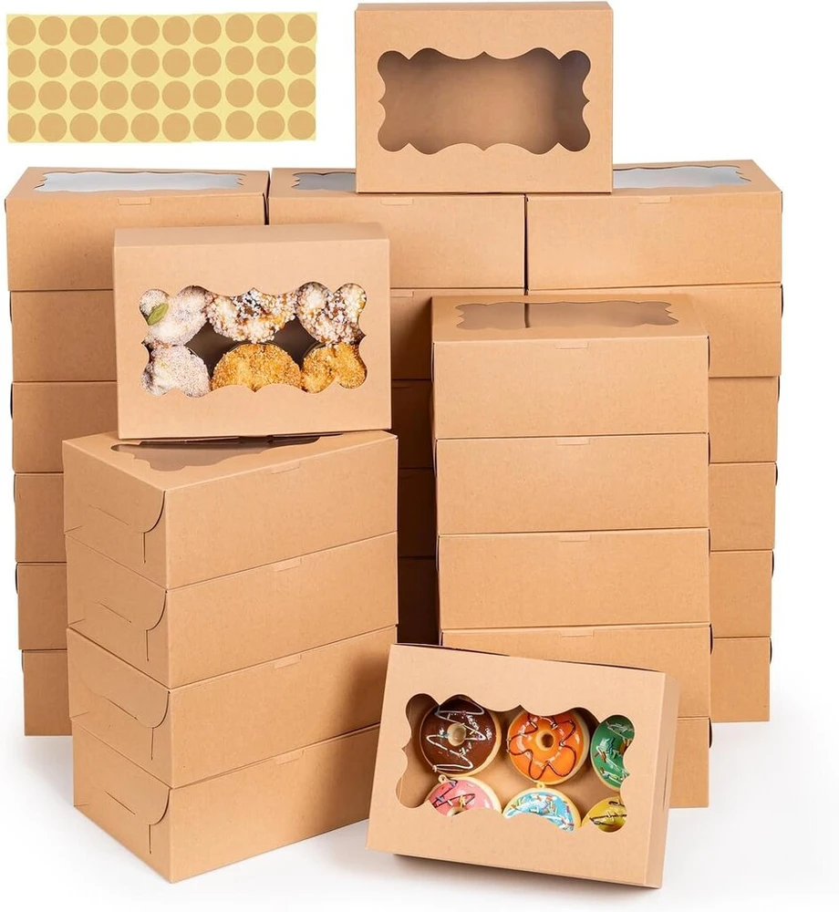 Testyu 30 vnt. sausainių dėžučių su langeliu, 21 x 15 x 7,5 cm kraft popieriaus dovanų dėžutė ruda kraft popieriaus dėžutė dovanų dėžutės kepyklai šokolado šokolado dėžutės pakuotė